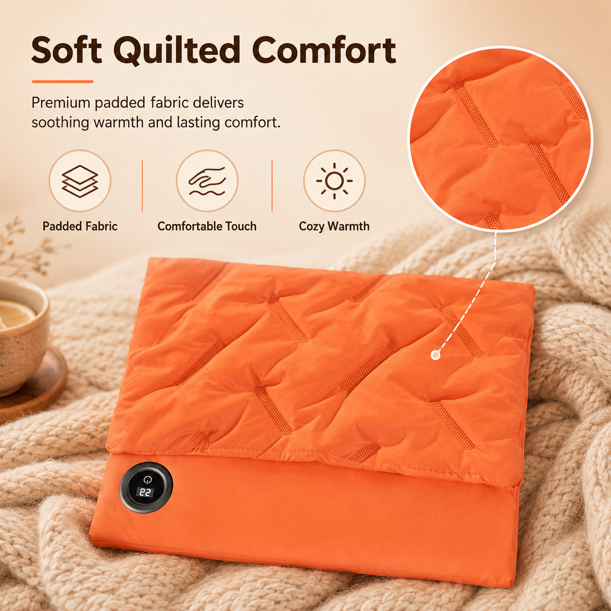 Rechargeable Hand Warmer Muff, USB Electric Heating Pad with Digital Display Temperature Control, 3 Heat Levels Portable Far Infrared Heated Cushion for — image 2