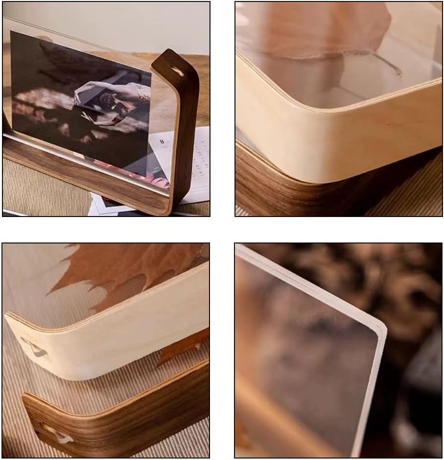 Black Walnut and Clear Acrylic Photo Frame with Maple Leaf Display Base for 10 x 15 cm Pictures, Tabletop Decor, Brown โ image 3