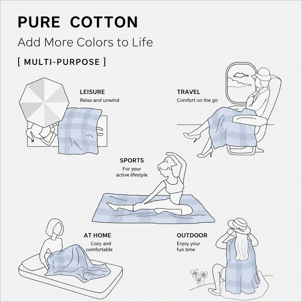 Cotton Waffle Blanket - Beige Textured Throw 110x160cm for Sofa, Office and Travel Use โ image 4