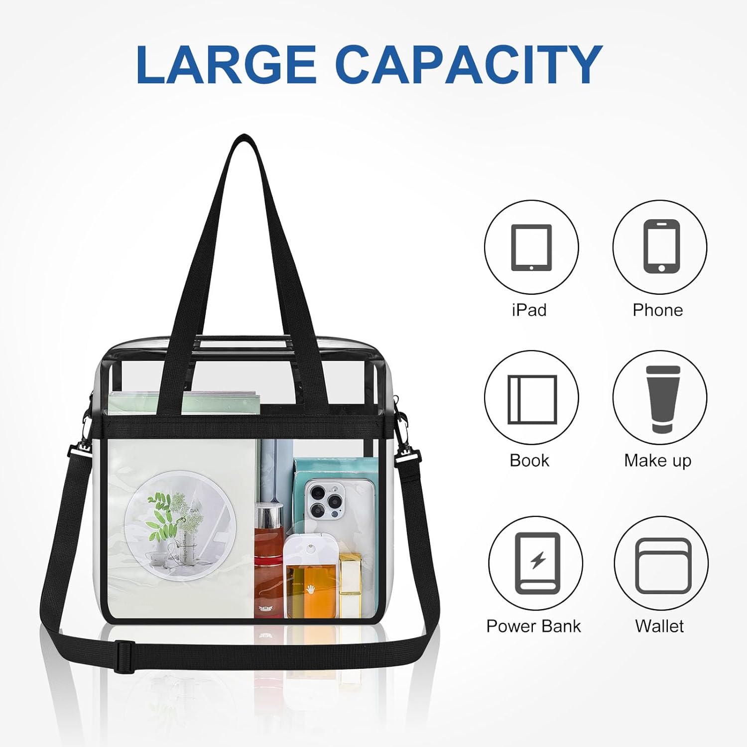 Clear Tote Bag for Stadium Events, 12x6x12 Transparent Stadium Bag for Work, Sports Games,Gym，Concerts — image 5