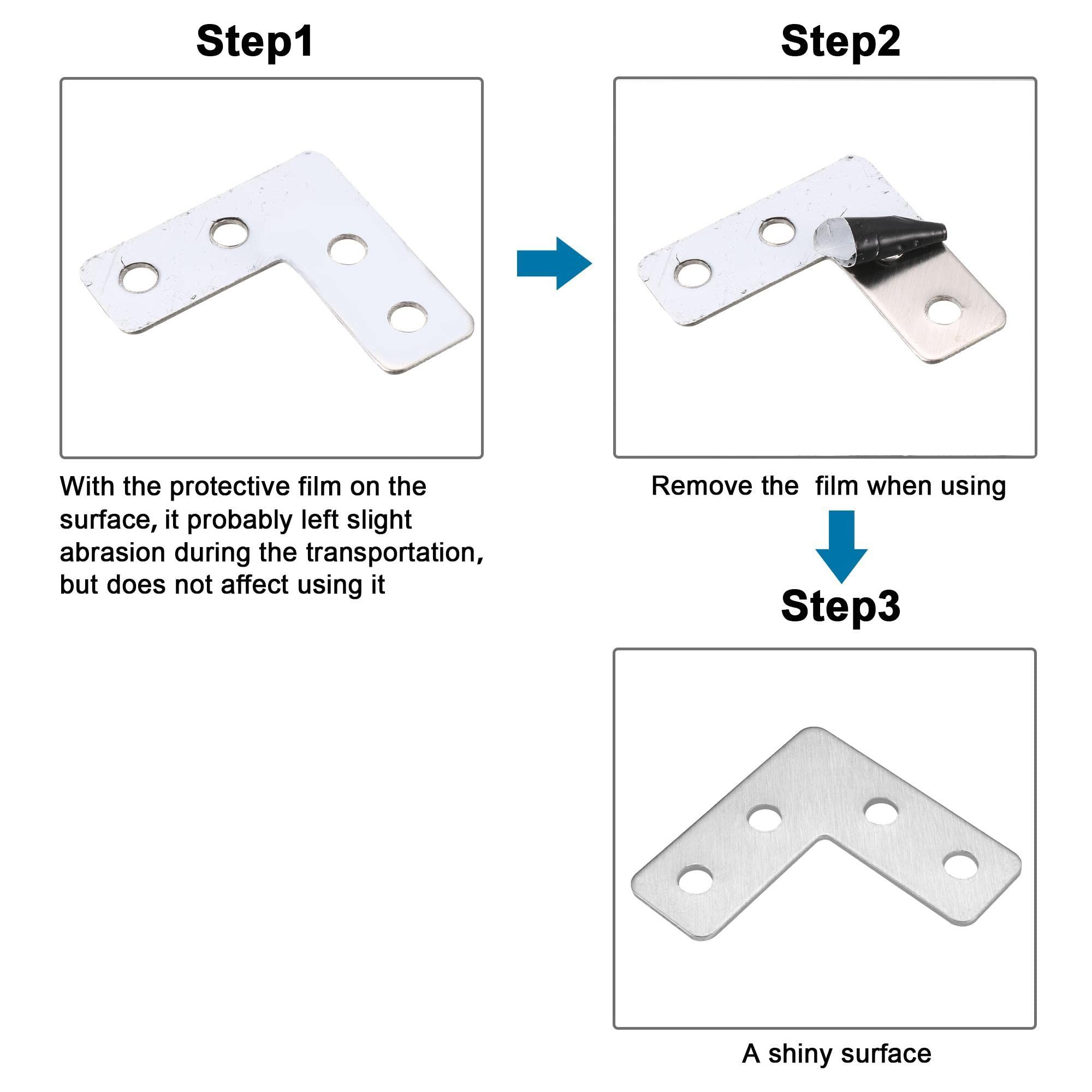 Flat Plate L Shape, 40mmx40mm, Stainless Steel 304 Angle Corner Brace Repair Brackets, Pack of 10 Brace Repair Brackets — image 4