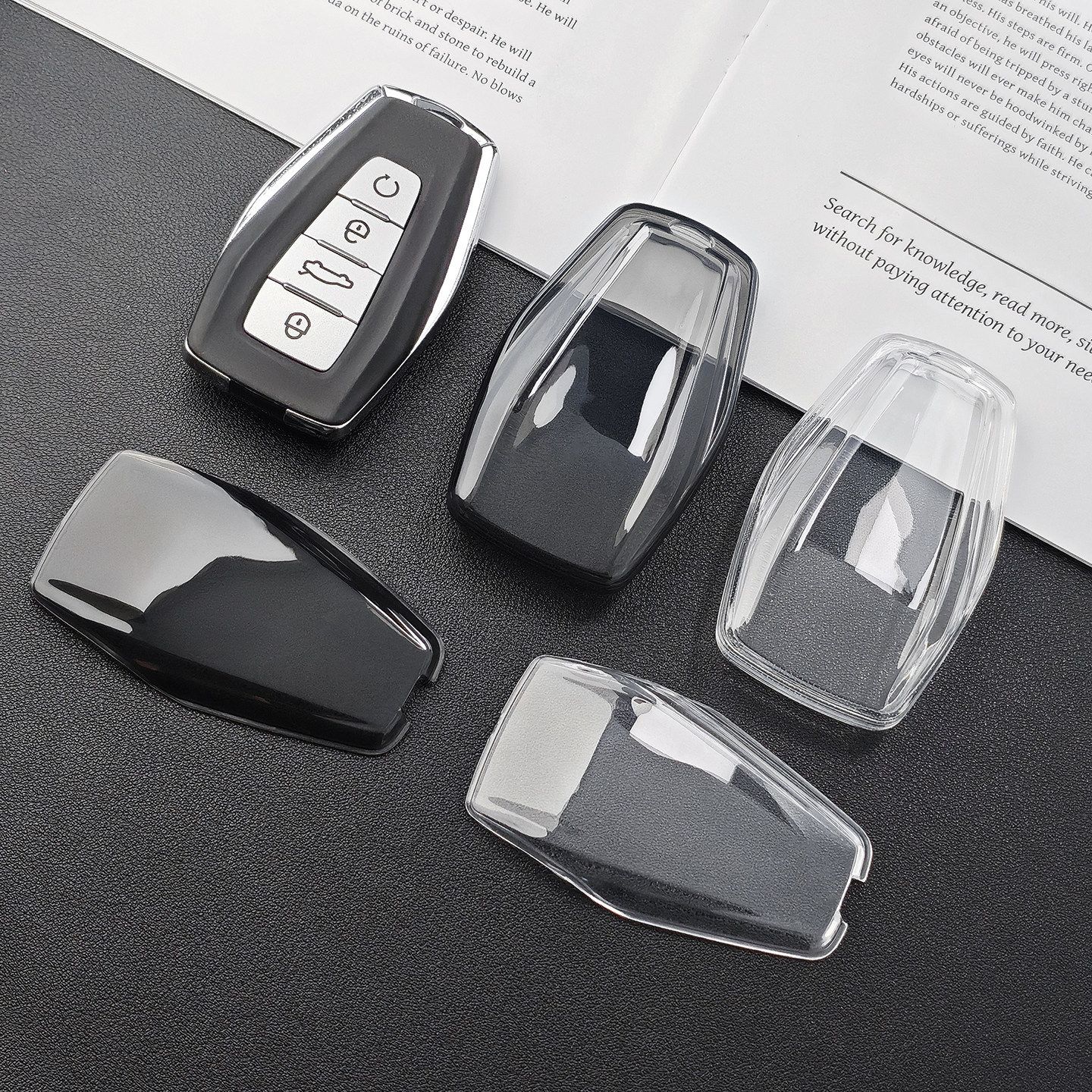 Geely Xingrui L Key Cover TPU 2021-2026 Transparent Type a - transparent black [single key cover] — image 2