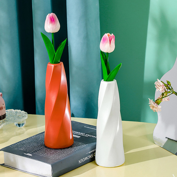 Plastic Vase Imitation Ceramic Flower Pot Table Arrangement Dark Blue โ image 3