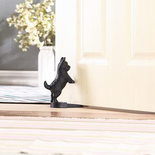 Dog Door Stop Wedge Decorative Cast Iron Door Stopper for Bottom of DoorBig dog door stopper, courtyard garden door stopper(Black) — image 4
