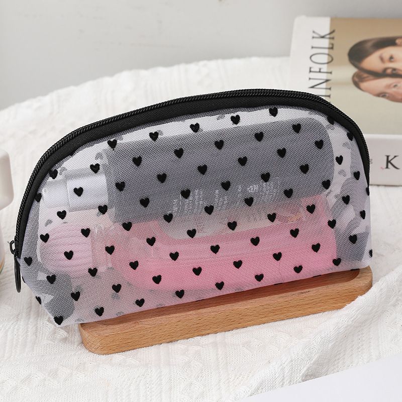 Portable Makeup Bag Large Capacity Travel Cosmetic white semicircle
