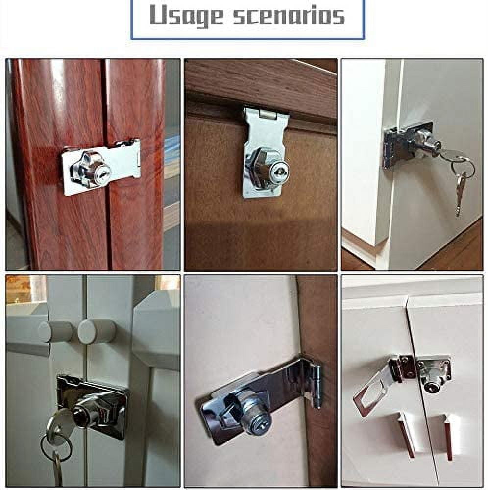 2 Packs Keyed Locks Twist Knob Locking Hasp for Small Doors, Cabinets and More,Stainless Steel Steel, Catch Latch Safety Lock with Keys (4inch, Silver) โ image 6