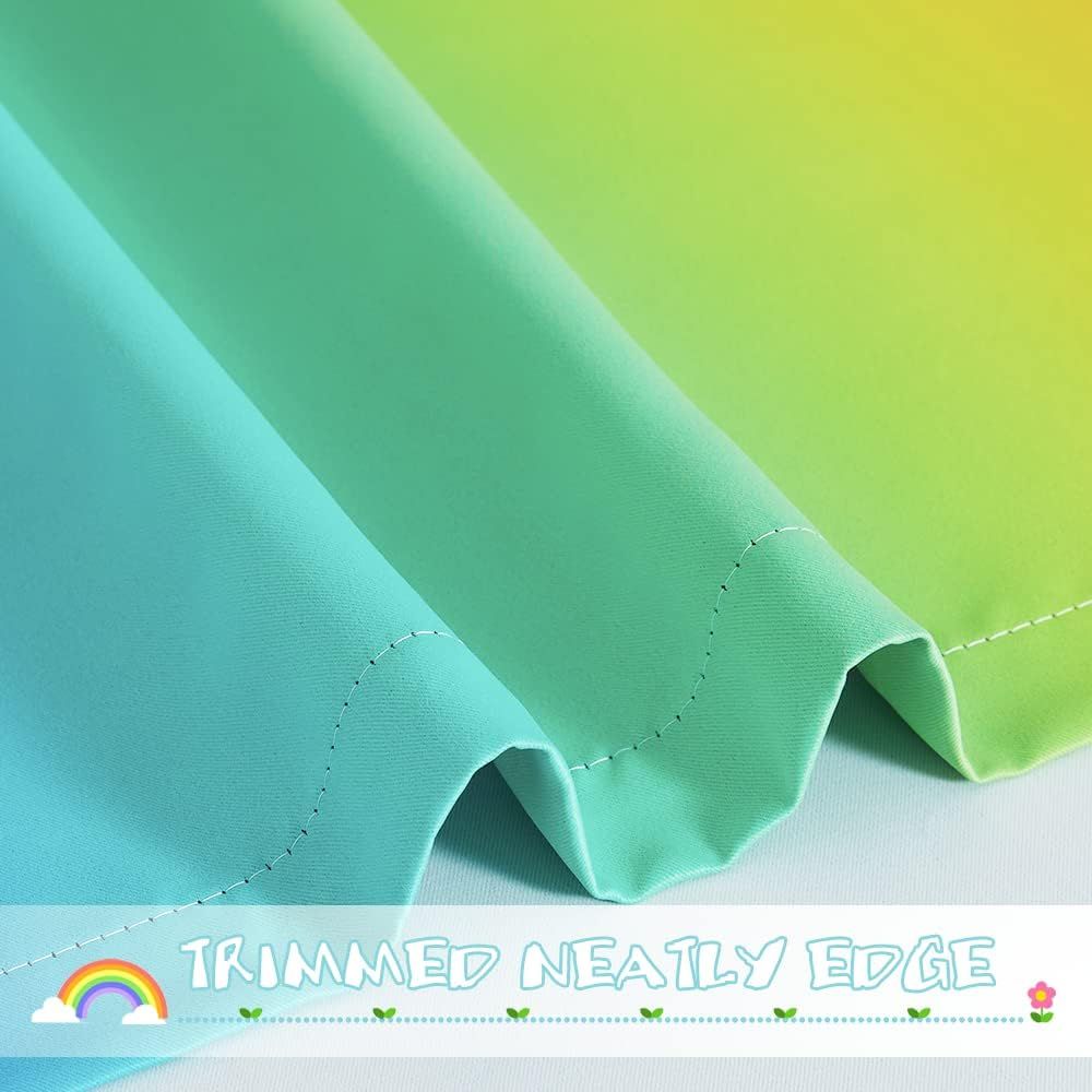 2 Pack Rainbow Blackout Kitchen Curtains, Colourful Window Drapes for Bedroom, Nursery and Girls Room, Rainbow, 132 x 114 cm — image 5