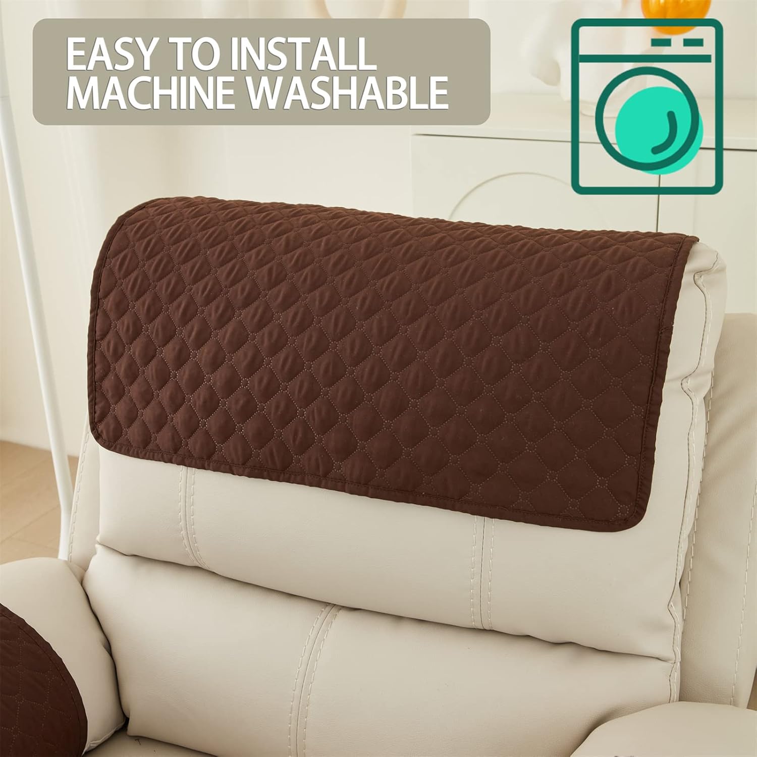 Armrest Chair Covers, Stretch Armchair Couch Arm Rest Cover, Waterproof Armchair Slipcover Nonslip Quilted Furniture Protector for Pets Leather Sofa Couch β image 4