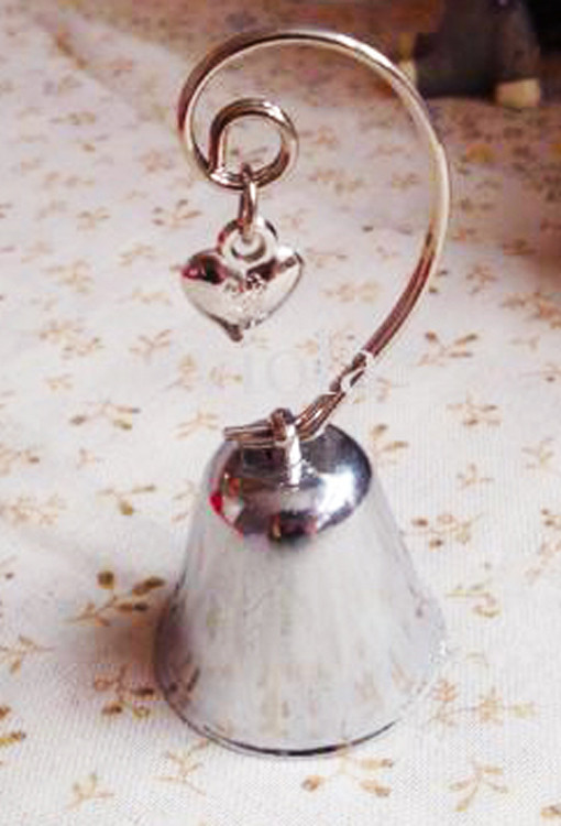 10 Pack of Silver Wedding Kissing Bell Name Card Stand Holder with Heart in Ring Bomboniere Favour Gift โ image 4