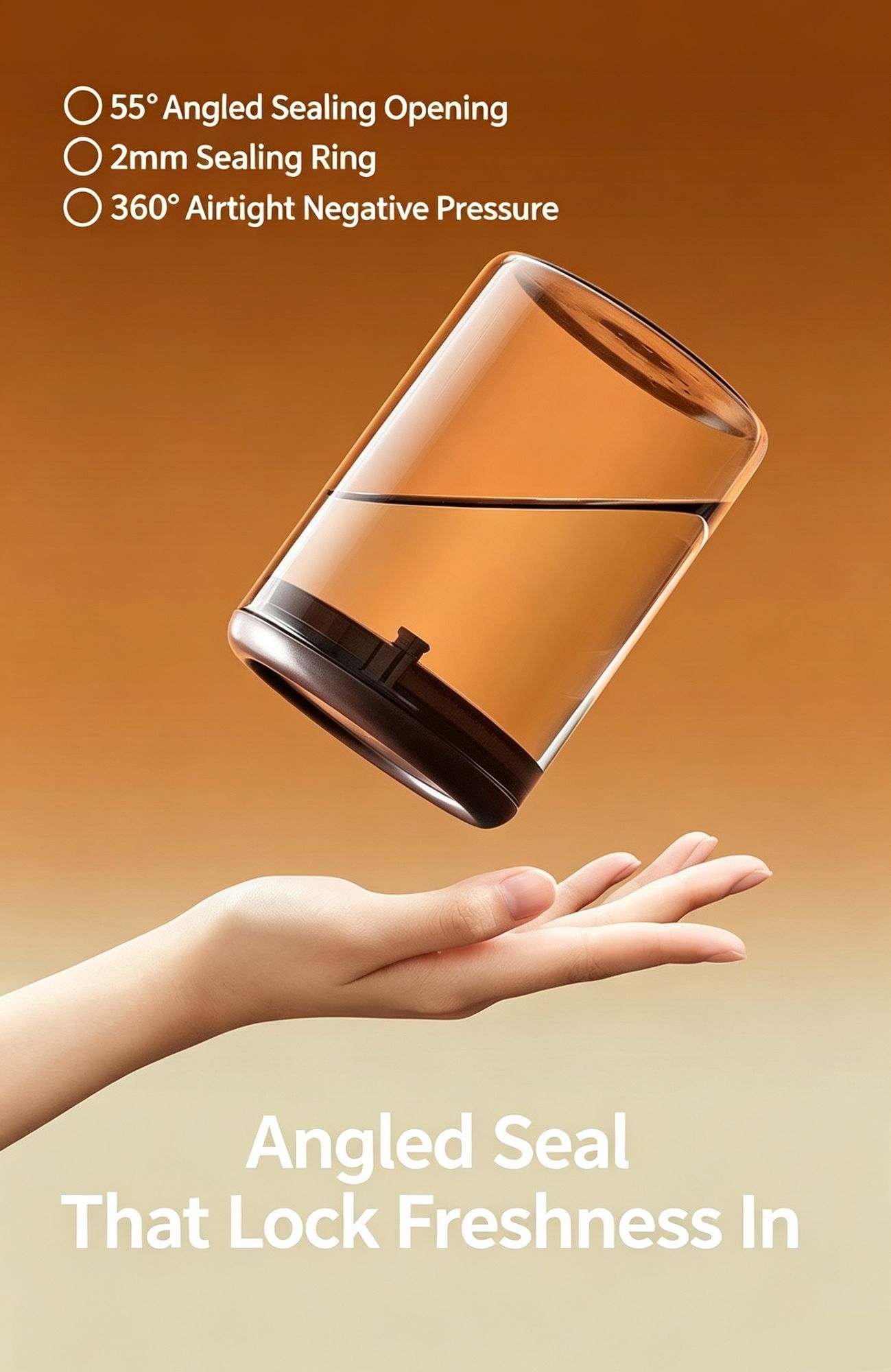 Light‑Shield Brown Glass Airtight Storage Jar 600ml Round High Borosilicate Canister,Sealed Container for Coffee Beans Tea Coffee Powder,UV‑Blocking Pantry — image 6