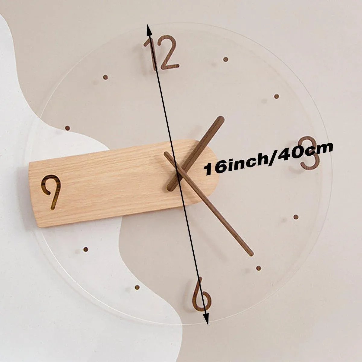 Modern Solid Wood Wall Clock Decorative Home Clock for Living Room Bedroom — image 3