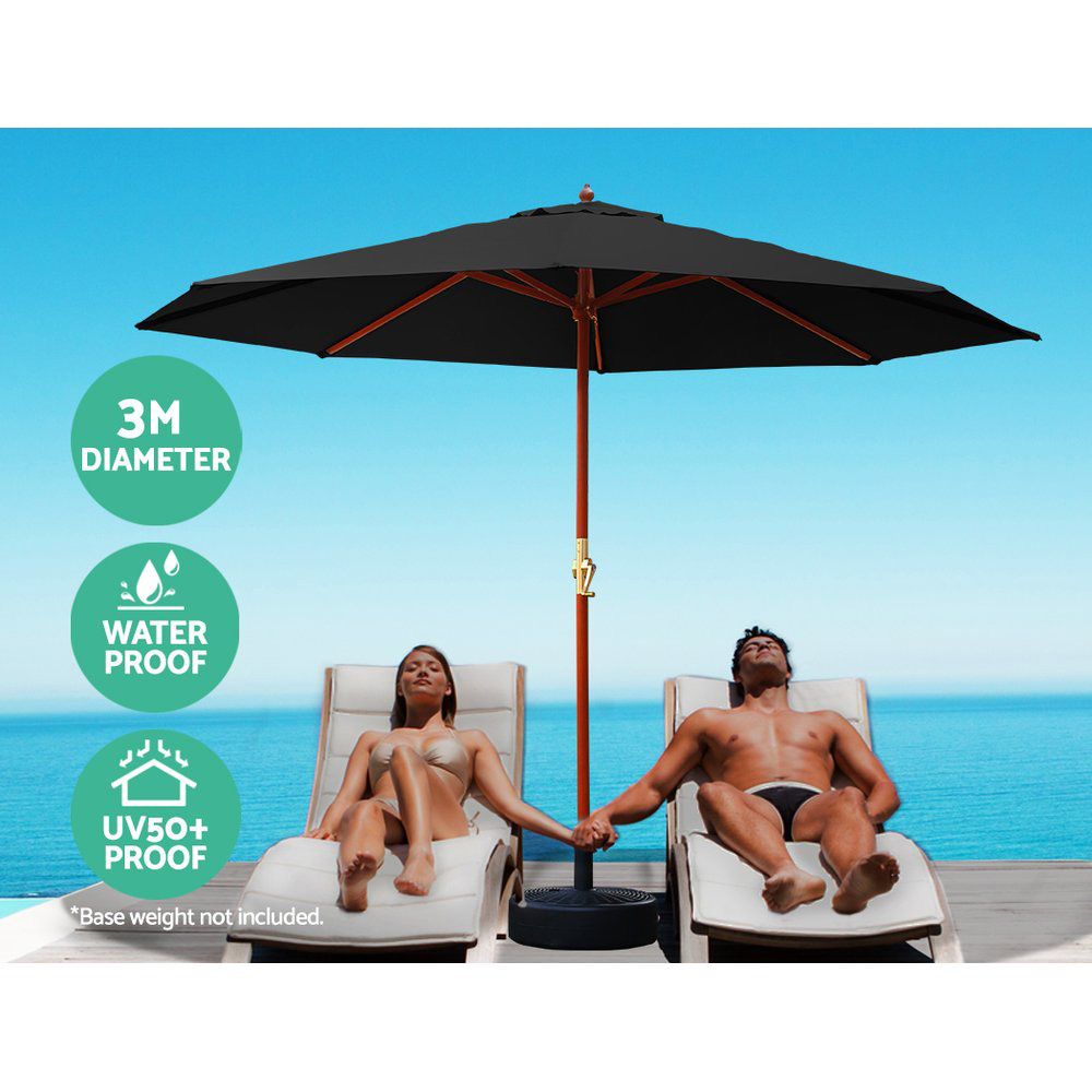 Instahut 3m Outdoor Umbrella Pole Umbrellas Beach Garden Sun Stand Patio Black โ image 4