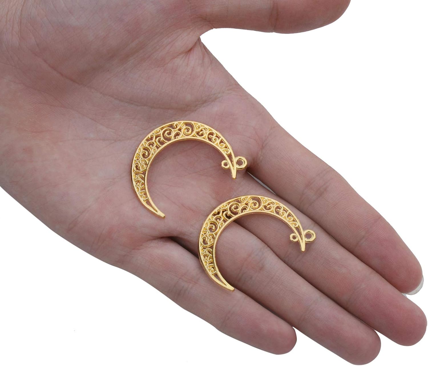 Yansanido Alloy Pack of 50 Moon Shape Gold Charms Pendants for Making Bracelet and Necklace (Moon 50pcs Gold) — image 3