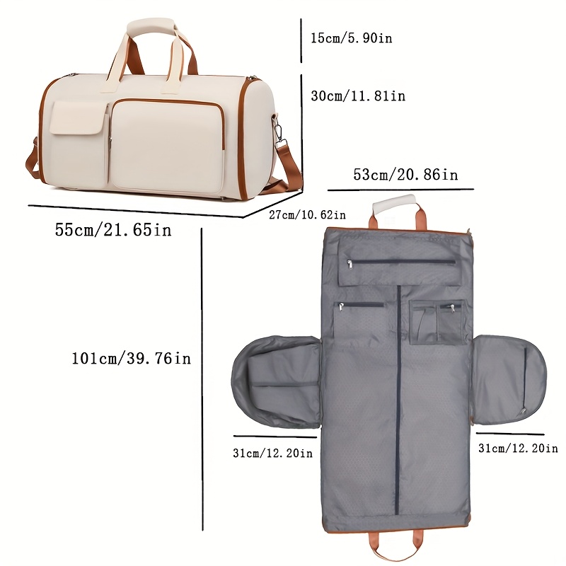 Convertible Travel Garment Bag Large Duffel Suit Carrier with Shoe Compartment & Hidden Backpack Straps Waterproof Black — image 4