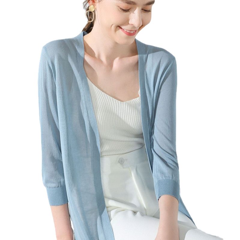 Women Linen Knitted Cardigan Yan He Velvet 2025 Summer Black Size: S; Height (cm): 155-160; Weight (kg): 45-50; Bust (cm): 82-86; Waist (cm): 66-70; Shoulder โ image 5