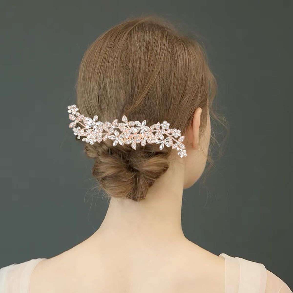 2 Pack Bridal Wedding Hair Pins Rhinestones Flower Hair Combs Pins Bride Hairpieces Gorgeous Hair Accessories for Brides Bridesmaids Women Girls Updo (Gold โ image 4