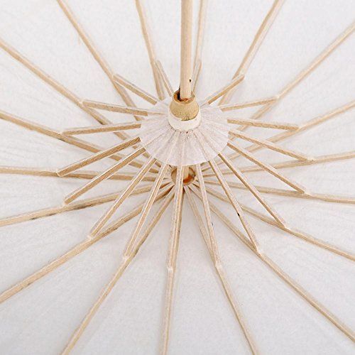 Paper Parasol Chinese/Japanese Decorative Umbrella White DIY Painting Decorative Umbrella Wedding Bridal Party (60cm / 23.62in) — image 5