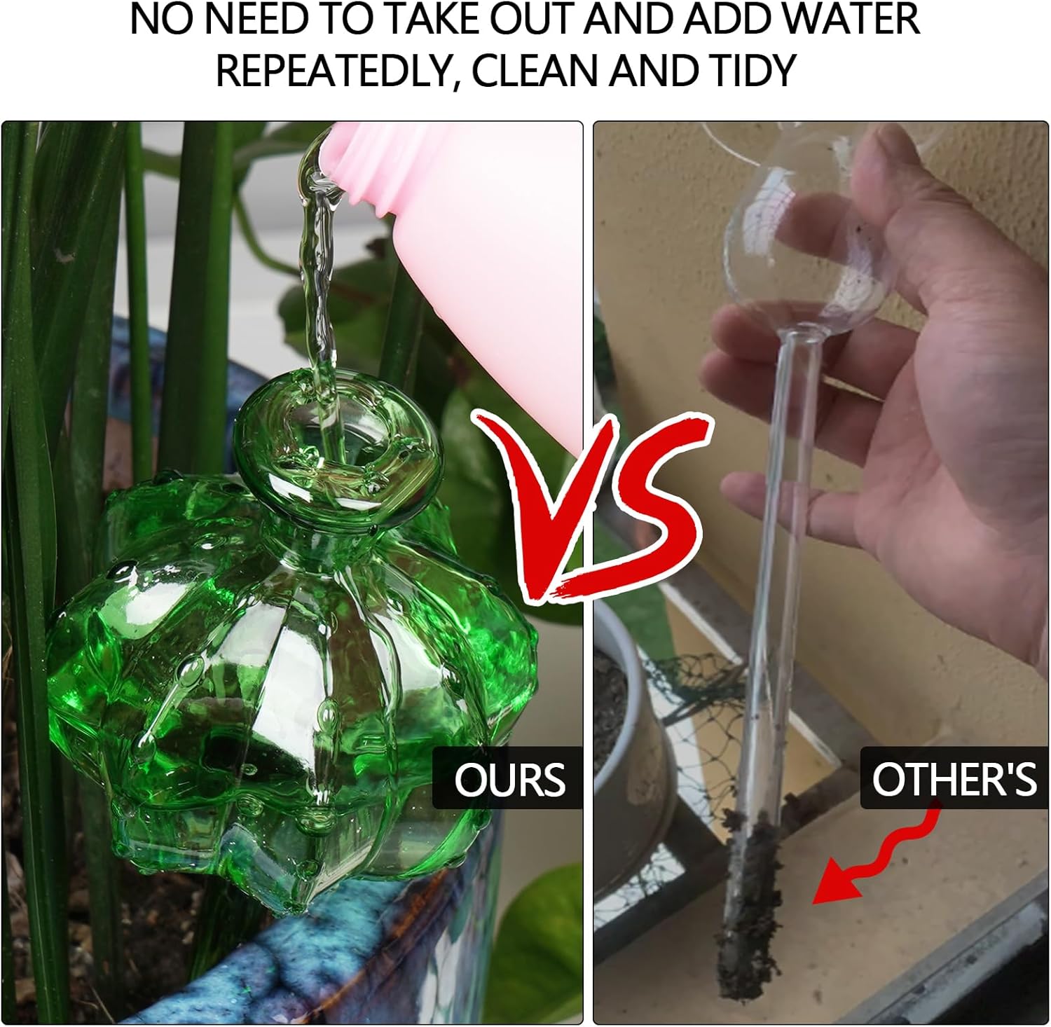Self-watering planter. Watering devices for plants. Watering bulbs for plants. 4 plant watering bulbs. Green, cactus-shaped, self-watering bulbs — image 4