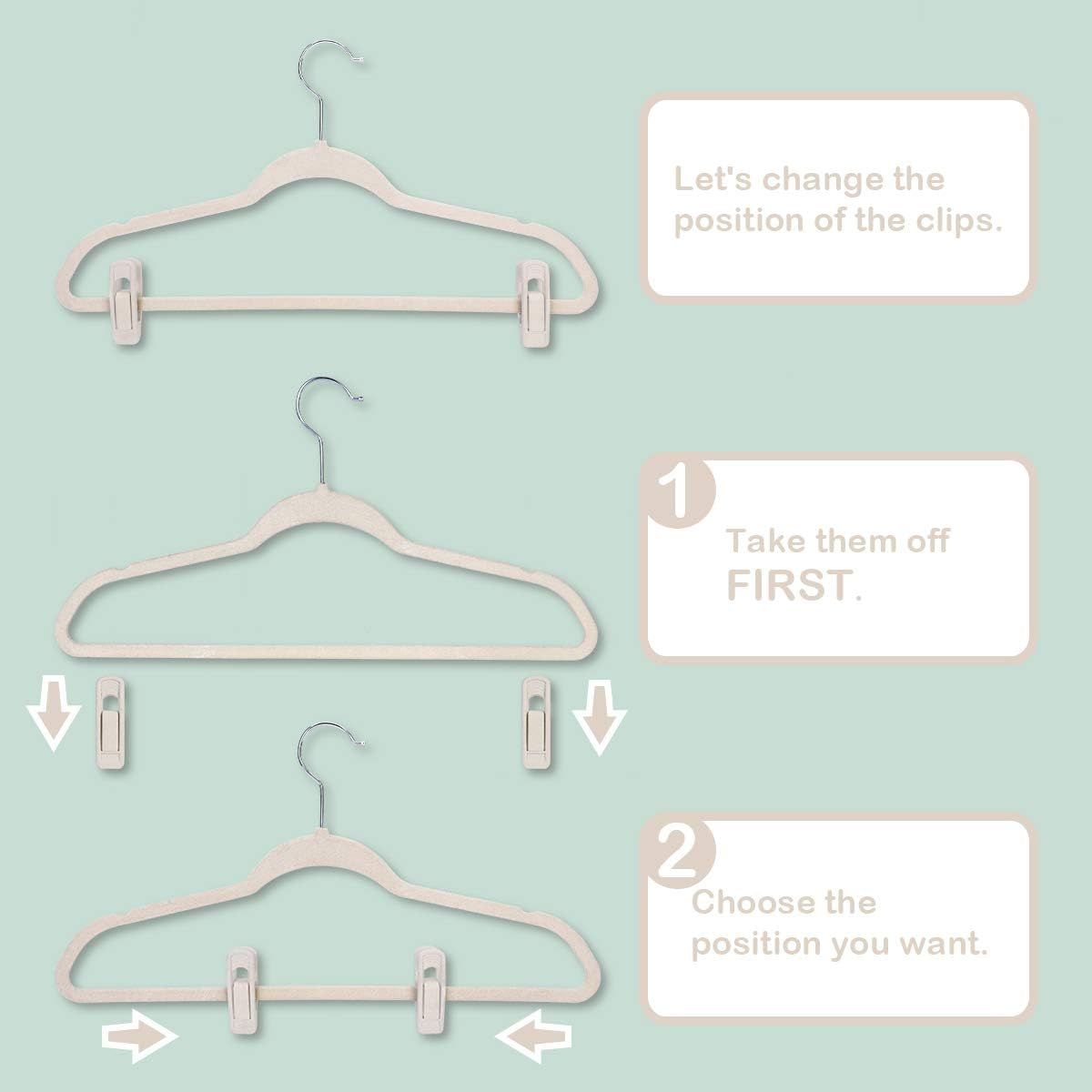 Velvet Hangers - Strong Finger Clips for Thin Pants (20pc, Beige) โ image 4