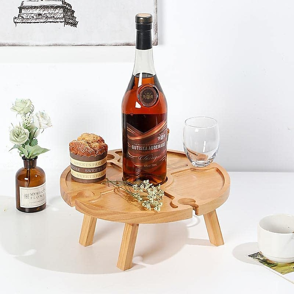 Outdoor Picnic Table Wooden Portable Folding Mini Wine Rack Picnic Table — image 2