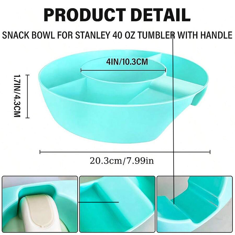 2 Pack Pink Snack Bowl for Stanley 40oz Tumbler with Handle Reusable Silicone Snack Ring Divider Tray for Movie Night Road Trip and Camping — image 4