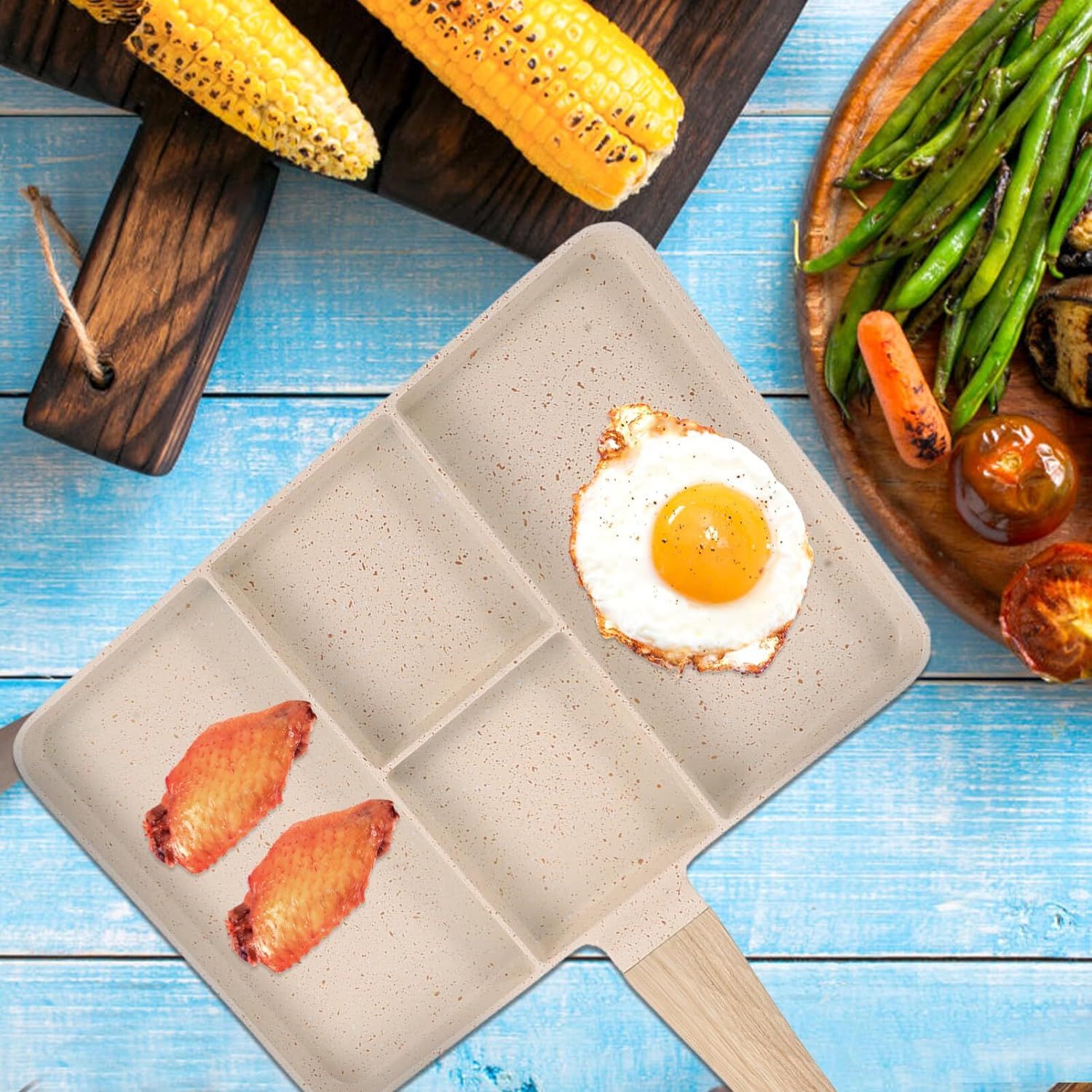 Nonstick Divided Breakfast Grill Pan for Stove Tops, 4-In-1 Versatile Square Big Grill Skillet Pan for Indoor Cooking โ image 4