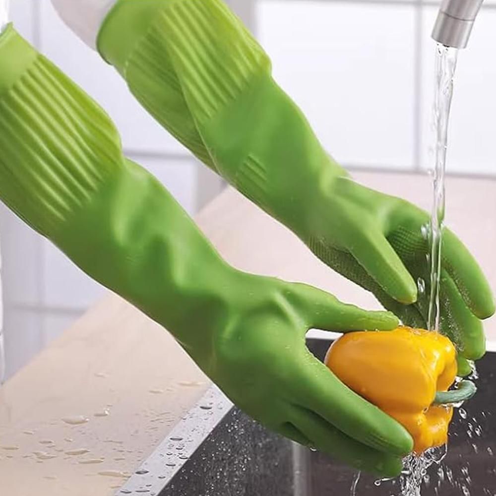 38cm Extra Long Rubber Gloves 3 Pack Heavy Duty Cleaning Gloves for Dishwashing - S — image 3