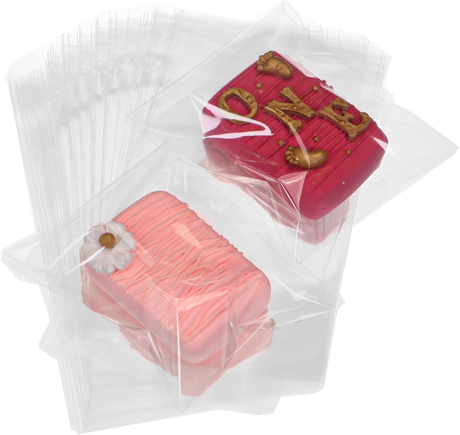 100Pcs 4 x 6 Inch Clear Cellophane Bags for Cookies, Rice Krispie Treats, Macarons, Brownies, Soap, Chocolate Truffles, Candy - Ideal for Wedding & Birthday