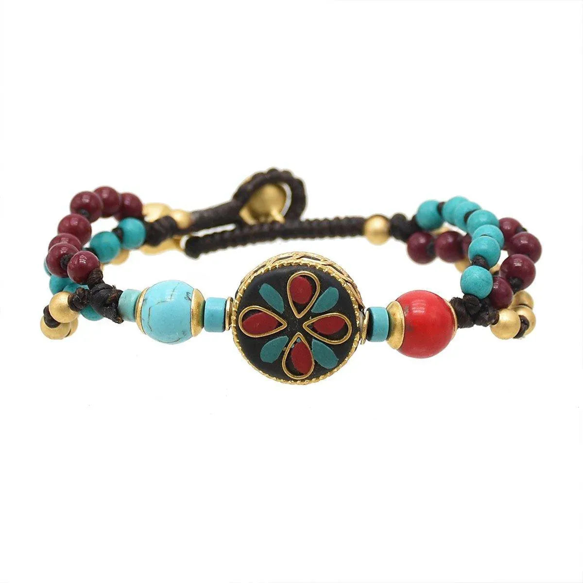 Ethnic Style Handmade Bracelet Color Stone Sky Bead Fashion Round Bead Bracelet — image 5