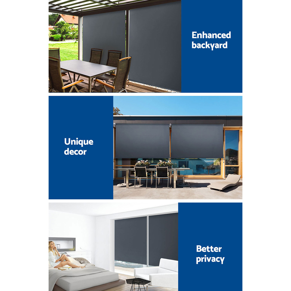 Instahut 1.5X2.5M Outdoor Blinds Awning Roll Down Canopy Retractable Outdoor Blinds Window Shade Grey โ image 6