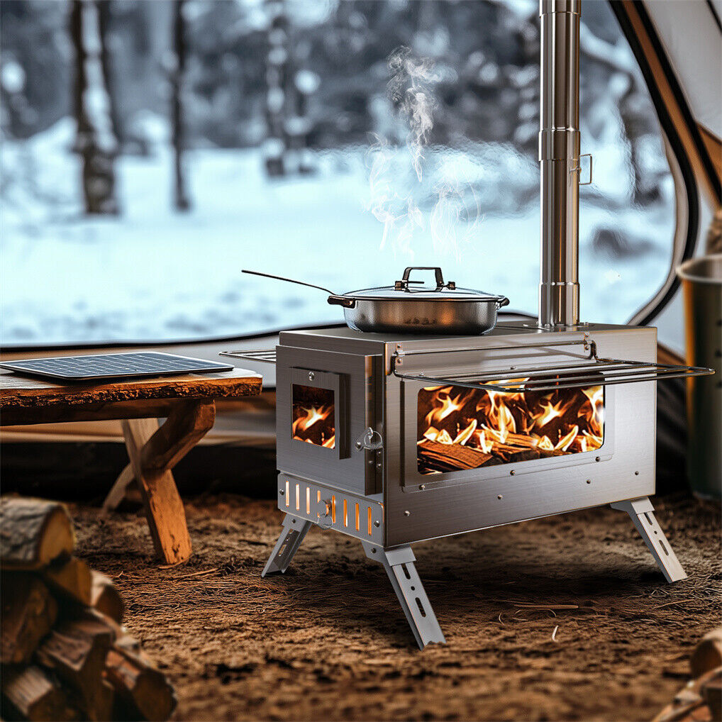 Stainless Steel Wood Burner Stove for Camping w/ Chimney & Bag โ image 2