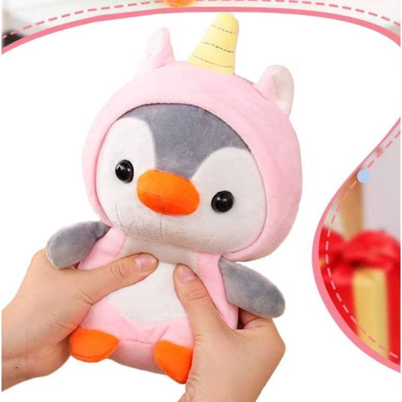 Penguin Plush in Pink Unicorn Costume, Soft Plushies Stuffed Animal Toy Gift for Kids and Lovers for children, girls, boys โ image 3