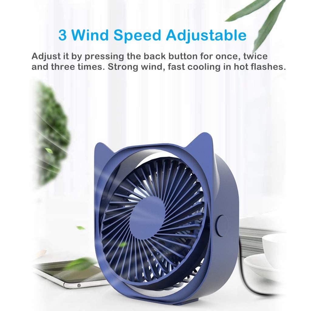 Mini Cute Desk Fan, Little Portable Table Fans Fast Cooling for Home Bedroom Nightstand Office Work Desktop Dorm (Blue) — image 3