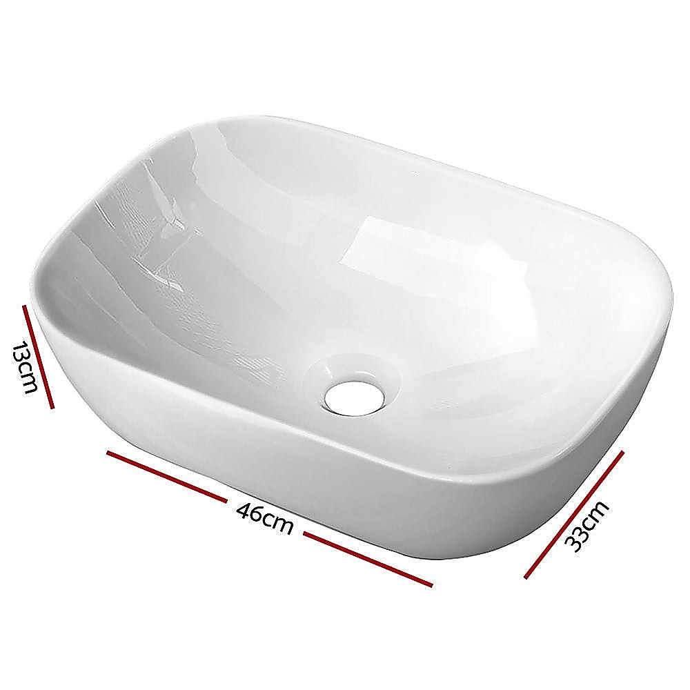 Ceramic Bathroom Basin Vanity Sink Oval Above Counter Top Mount Bowl — image 5