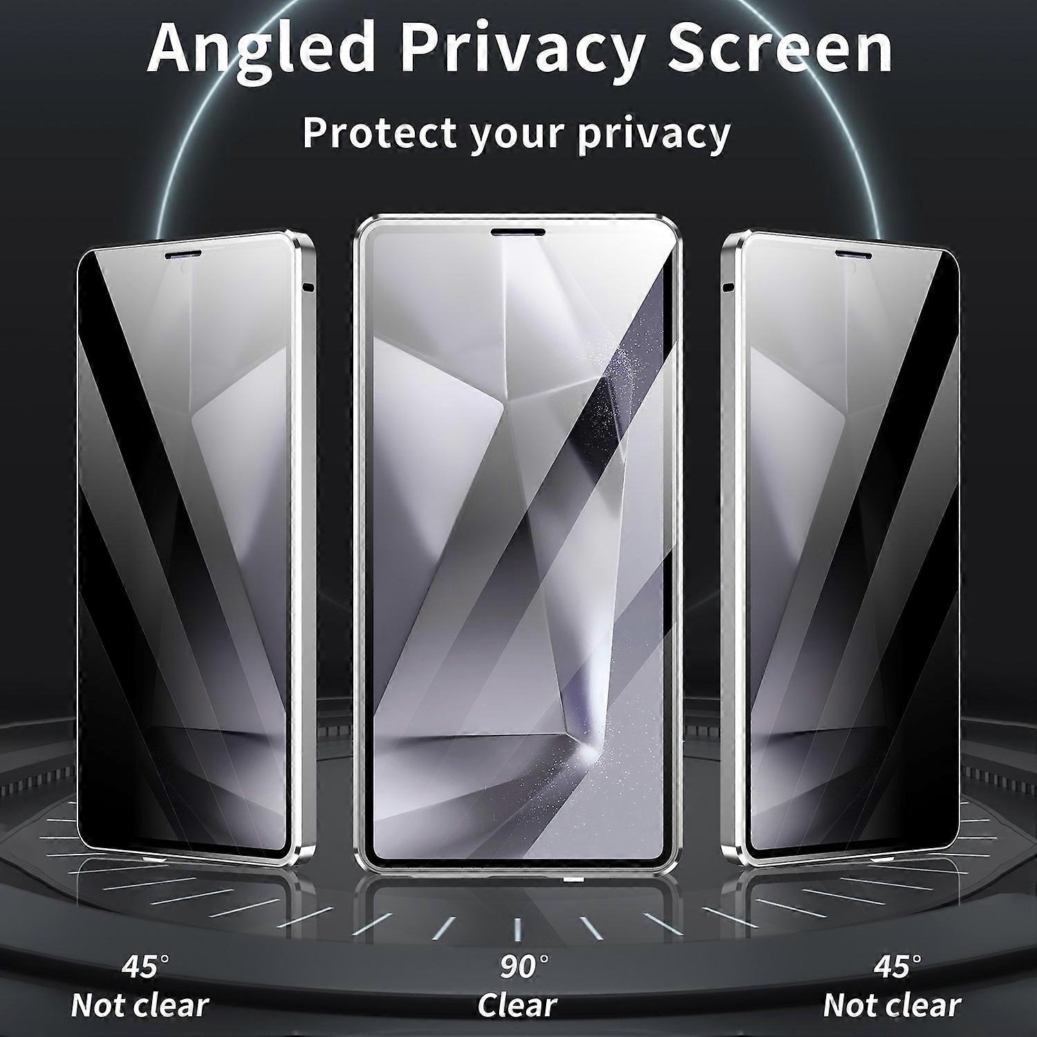 Compatible with Samsung Galaxy S25 Ultra Case Anti-Spy Double-Sided Tempered Glass Magnetic Phone Case - WELLNGS Black_yux Black — image 3