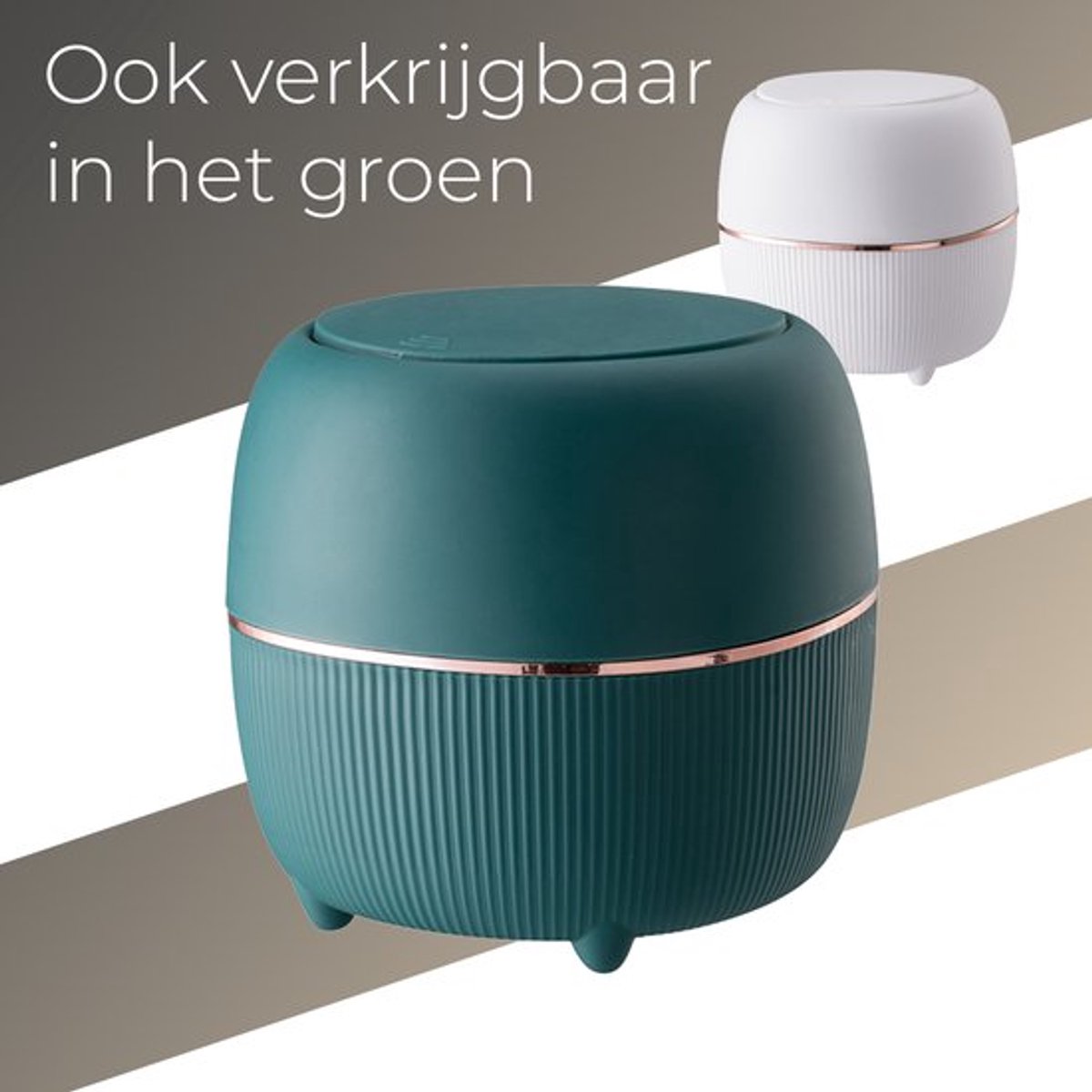Klein Prullenbak - Designer Trash Can with Lid - Mini Prullenbak - Small trash can ideal for the countertop, desk, bathroom or table - Tabletop Trash Can - Wit — image 3
