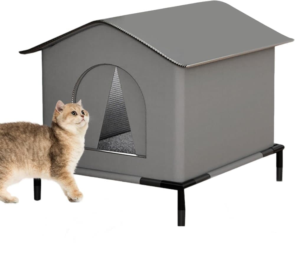 1 Pack Waterproof Insulated Outdoor Cat House for Homeless Cats and Small Animals, 36 x 36cm, Gray — image 2