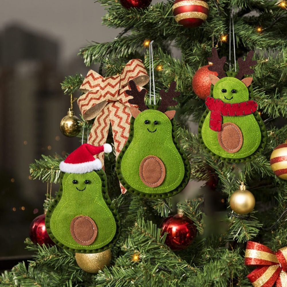 3Pcs Christmas Avocado Green Doll Pendant Christmas Tree Hanging Decoration For Home Door Window Felt Ornaments โ image 6