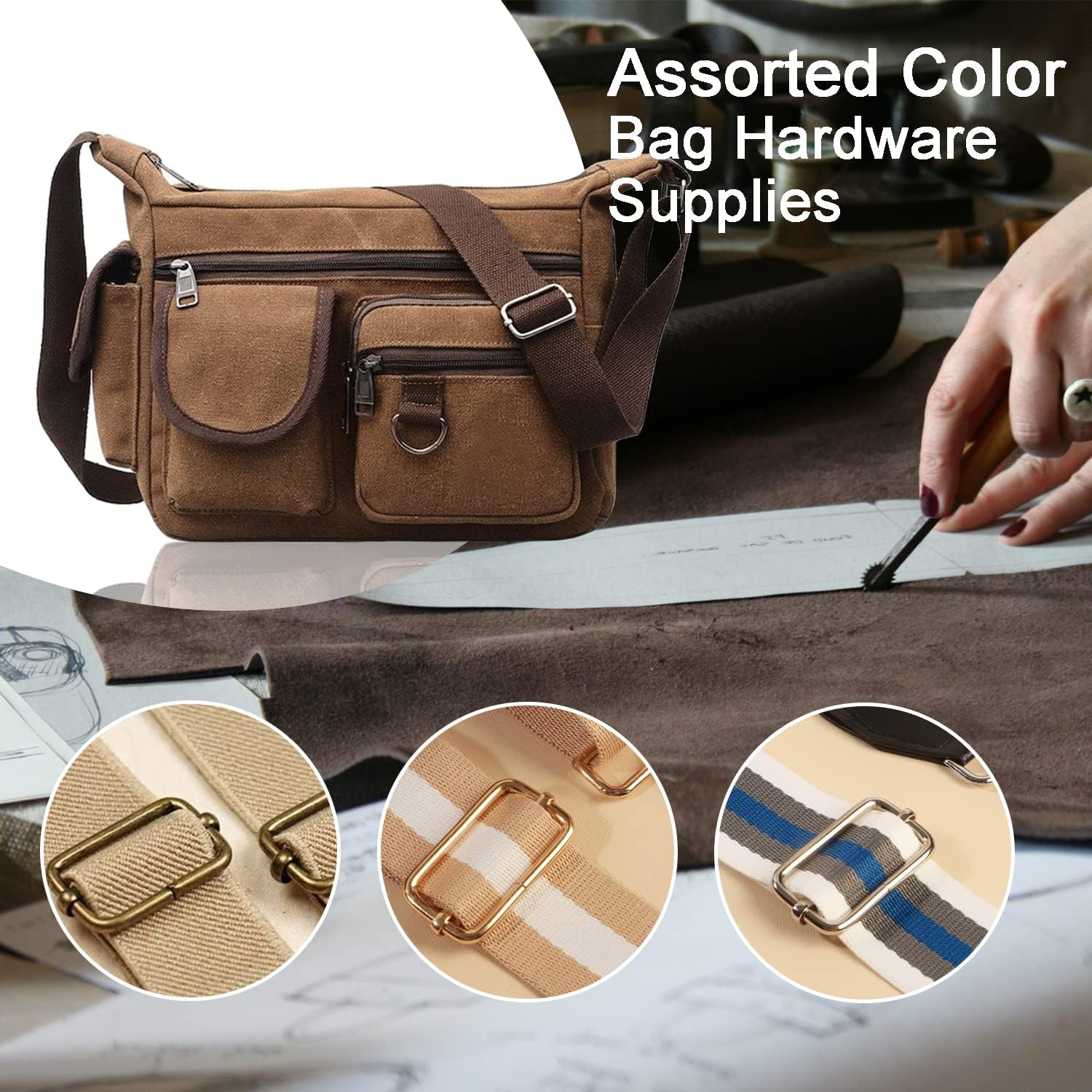 CooBigo 25 Pack 1 Inch Metal Adjustable Slide Buckles Tri-Glide Rectangle Adjuster Suspender Strap Slider for Purse Bag Hardware Making Supplies Backpack — image 4