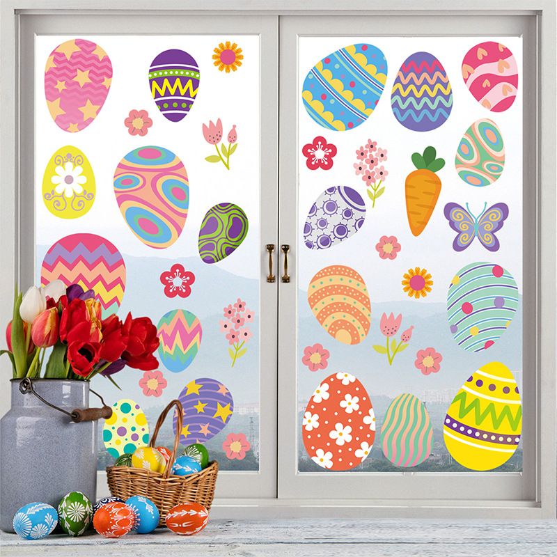 Easter Window Clings for Glass – 4 Sheets Easter Eggs Flowers Window Stickers, Decals Decorations, Spring Party Supplies — image 4