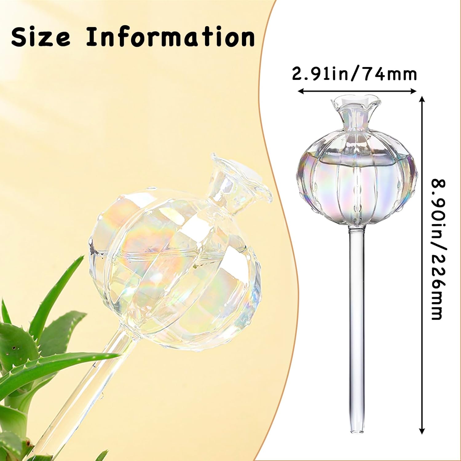 3 PCS Self Plant Watering Globes Insert, Clear Glass Watering Bulbs with Removable Sealing Plug, Plant Waterer for Indoor & Outdoor Plants Flowers (5 oz) โ image 6