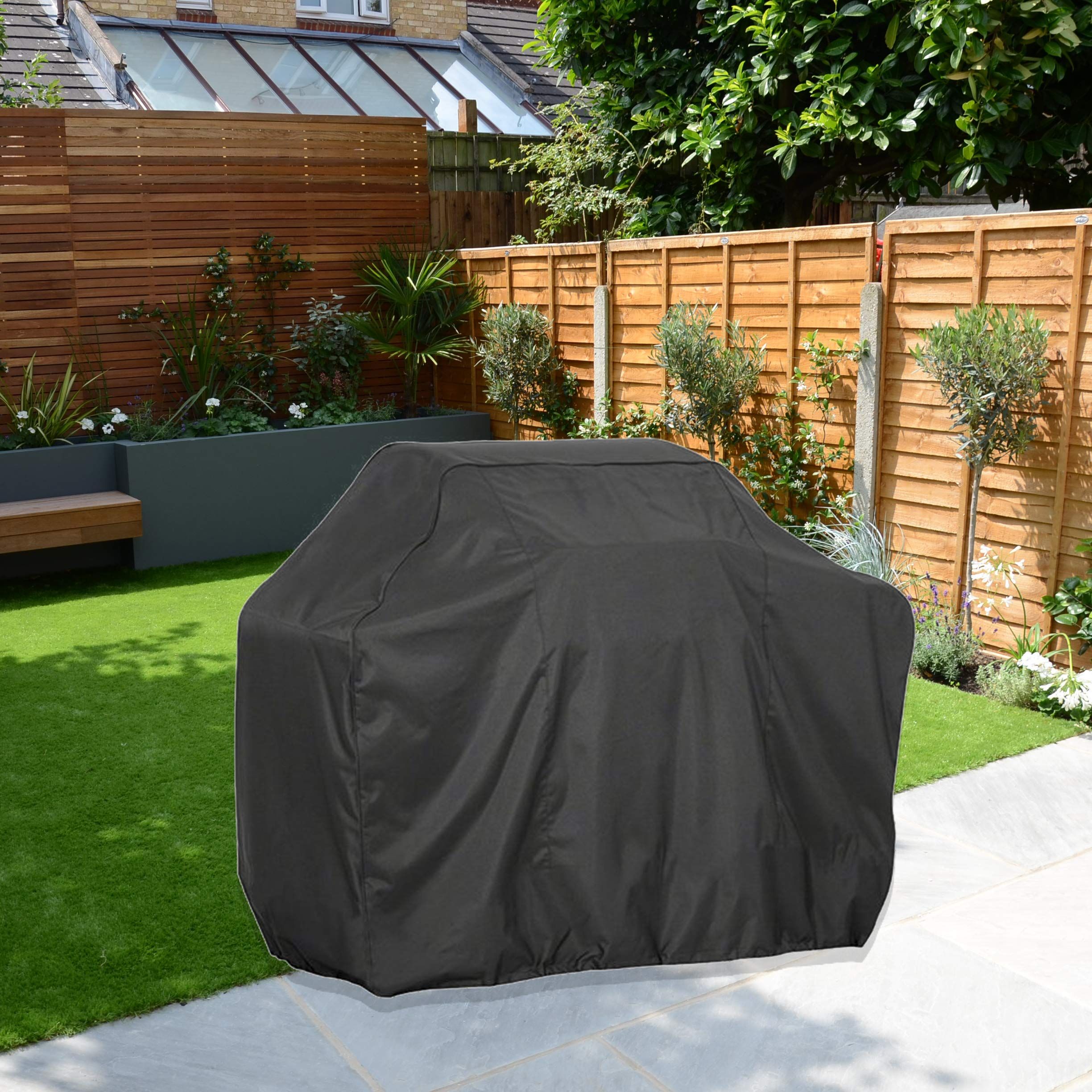 Waterproof BBQ Cover, Black Large Outdoor Gas Grill Cover,UV,Dust,Rip,Fade Weather Resistant,Heavy Duty Barbecue Protector — image 4