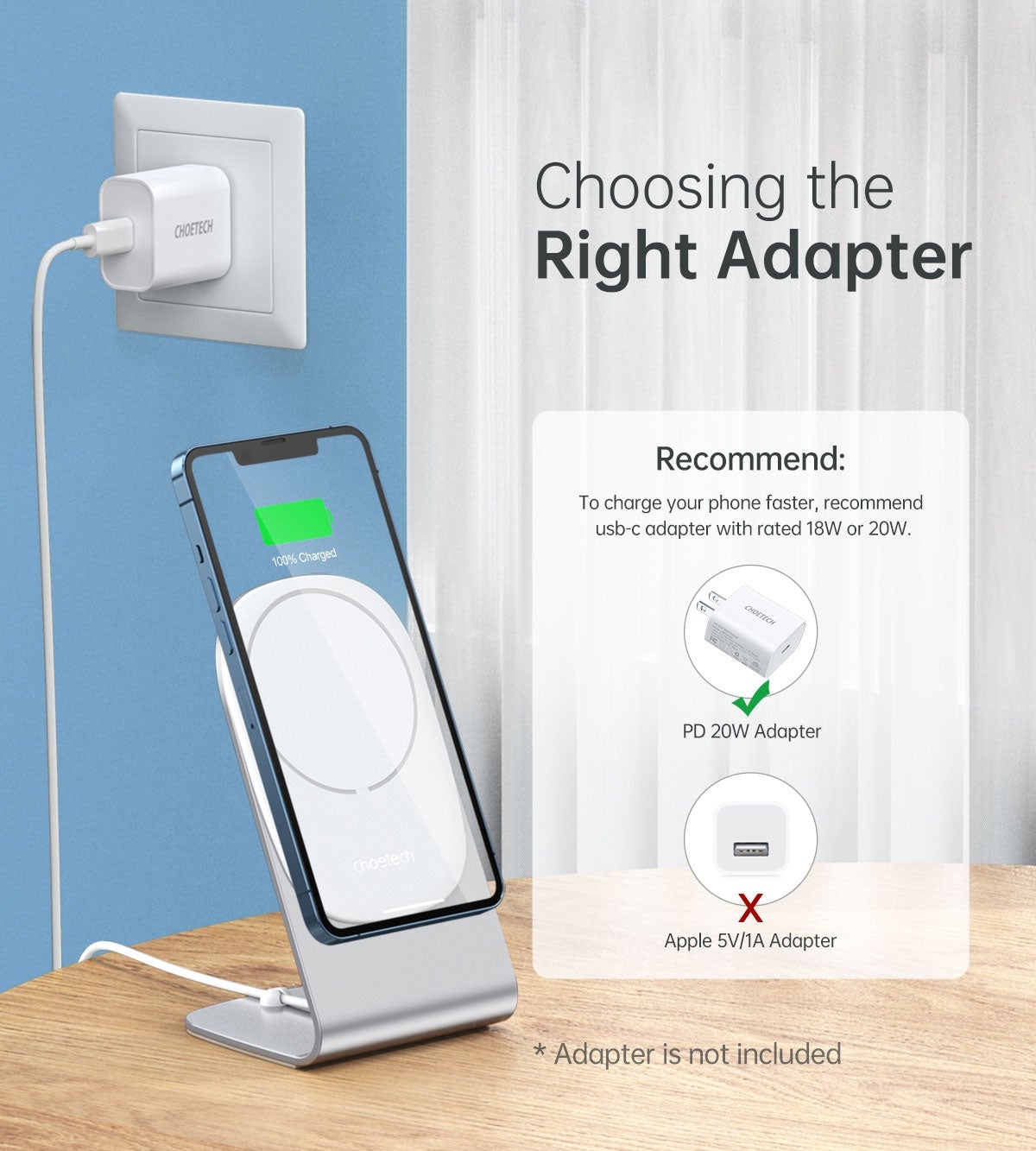 CHOETECH MIX00117SL Magasafe Fast Wireless Charger Stand Holder For iPhone 13/12 (H047+T517) — image 6