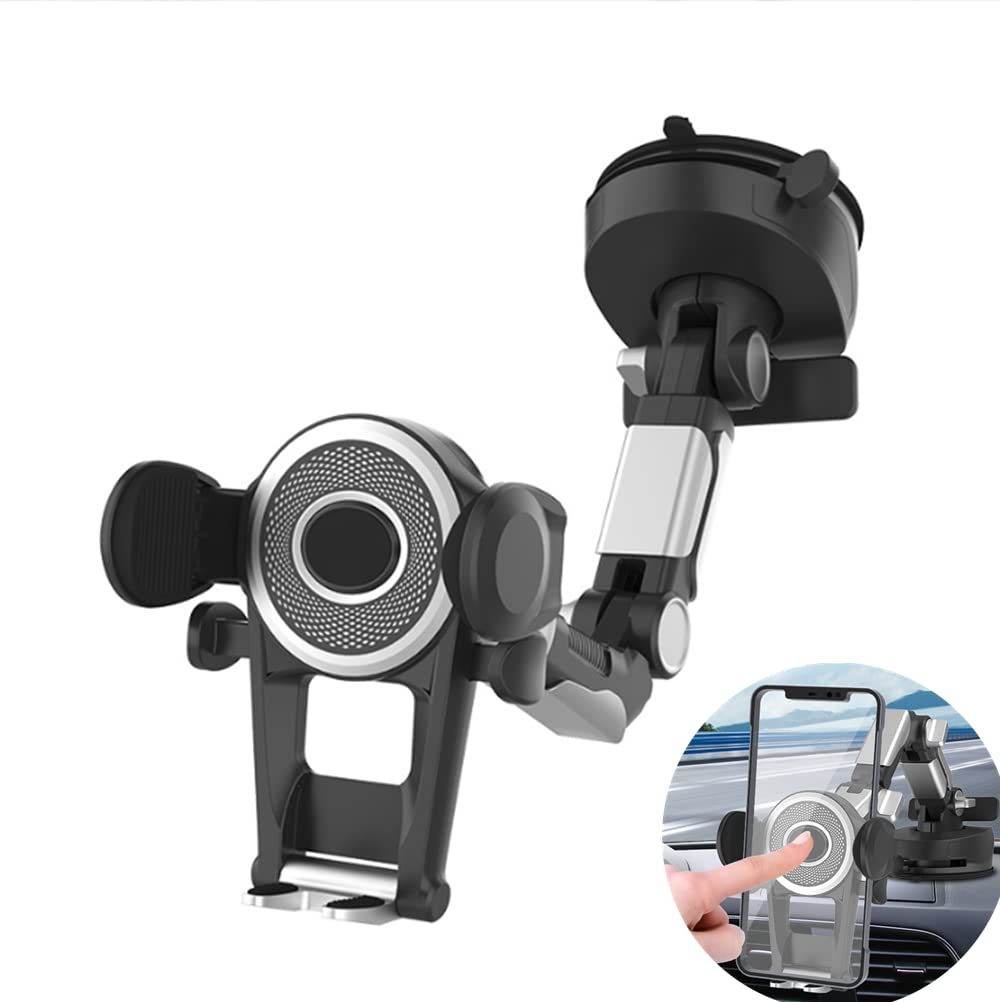 Heavy Duty Cell Phone Holder for Truck Dashboard Windshield,Long Arm,Super Suction Cup Hand Free Car Phone Holder for Smartphones