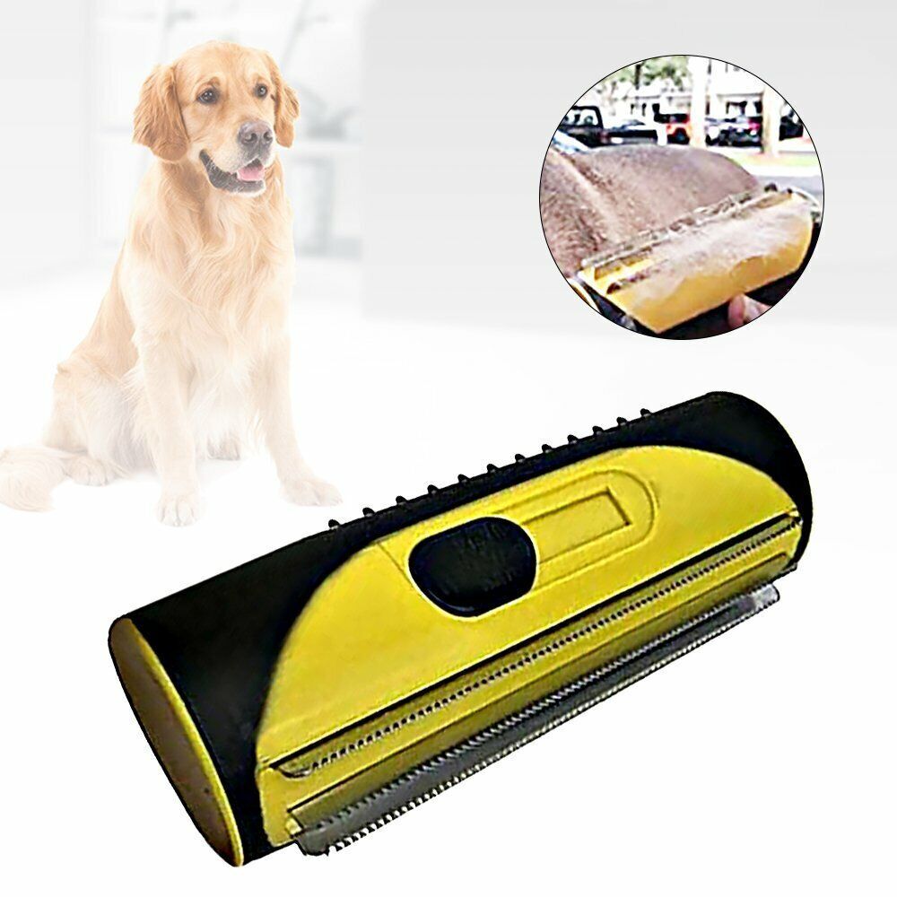 Pet Dog Cat Hair Fur Deshedding Shedding Trimmer Grooming Roll Comb Brush yellow โ image 2