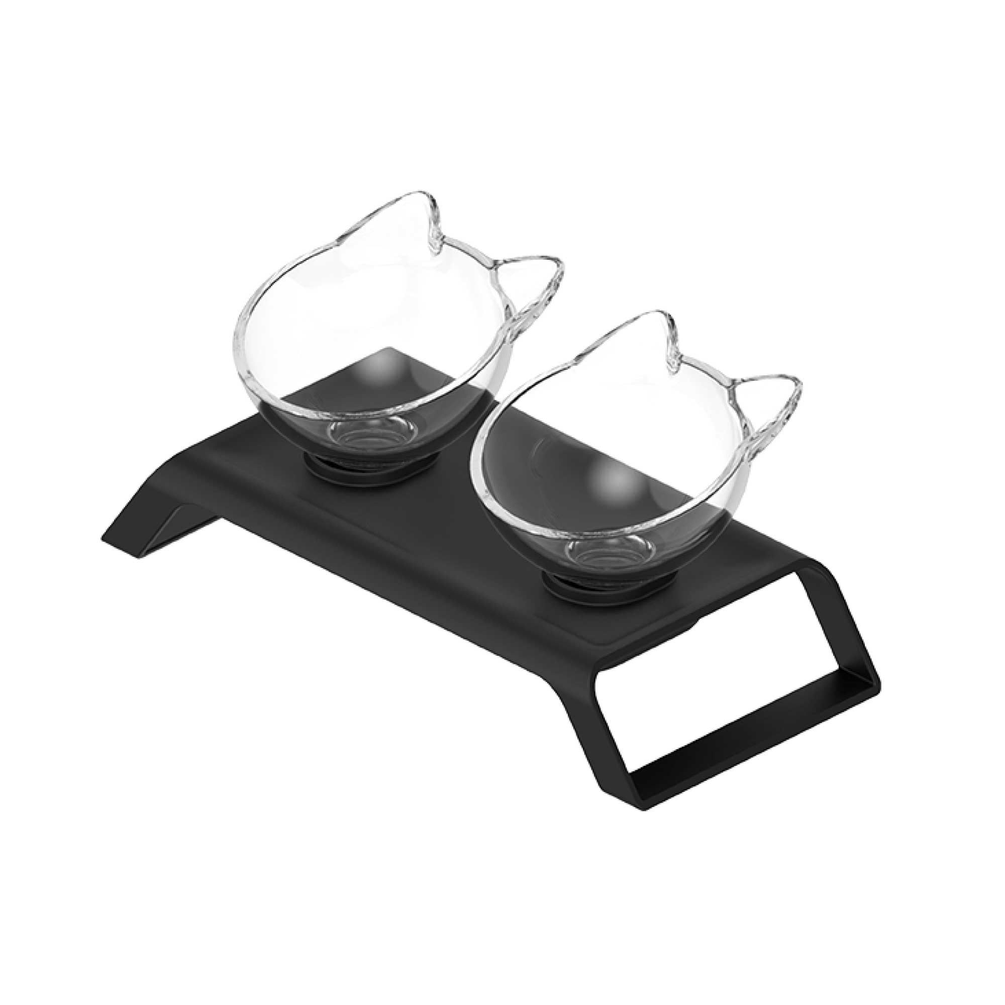 2 × 200ml Elevated Cat Bowl Stand - Double Dinner Pet Kitten Food Twin Feeder