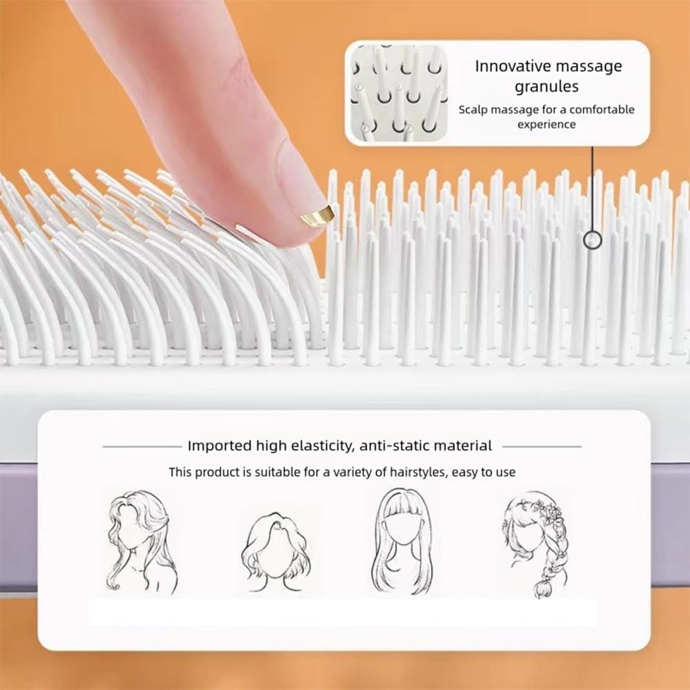 Women's Black Antistatic Hair Brush Massage Comb Retractable for Fine Hair Easily Removes Hair — image 3