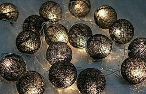 1 Set of 20 LED Black 5cm Cotton Ball Battery Powered String Lights Christmas Gift Home Wedding Party Bedroom Decoration Outdoor Indoor Table Centrepiece โ image 2
