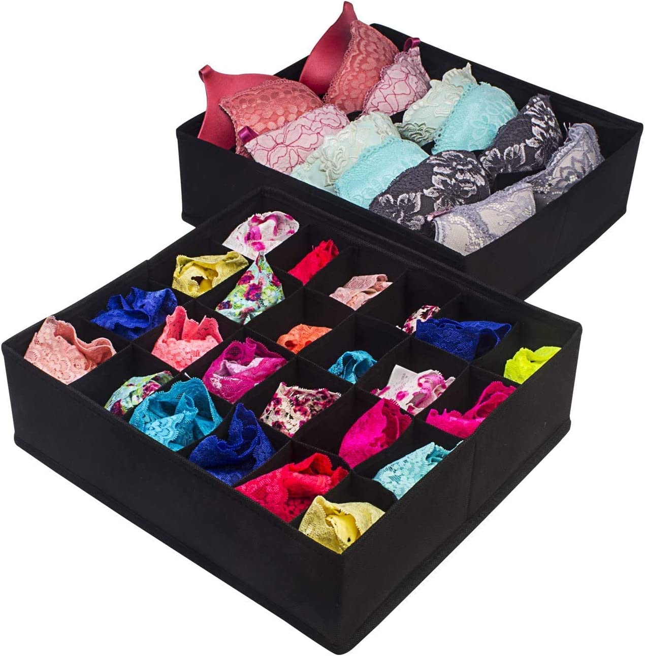 4 Pack Foldable Drawer Dividers Storage Boxes (Black) — image 3