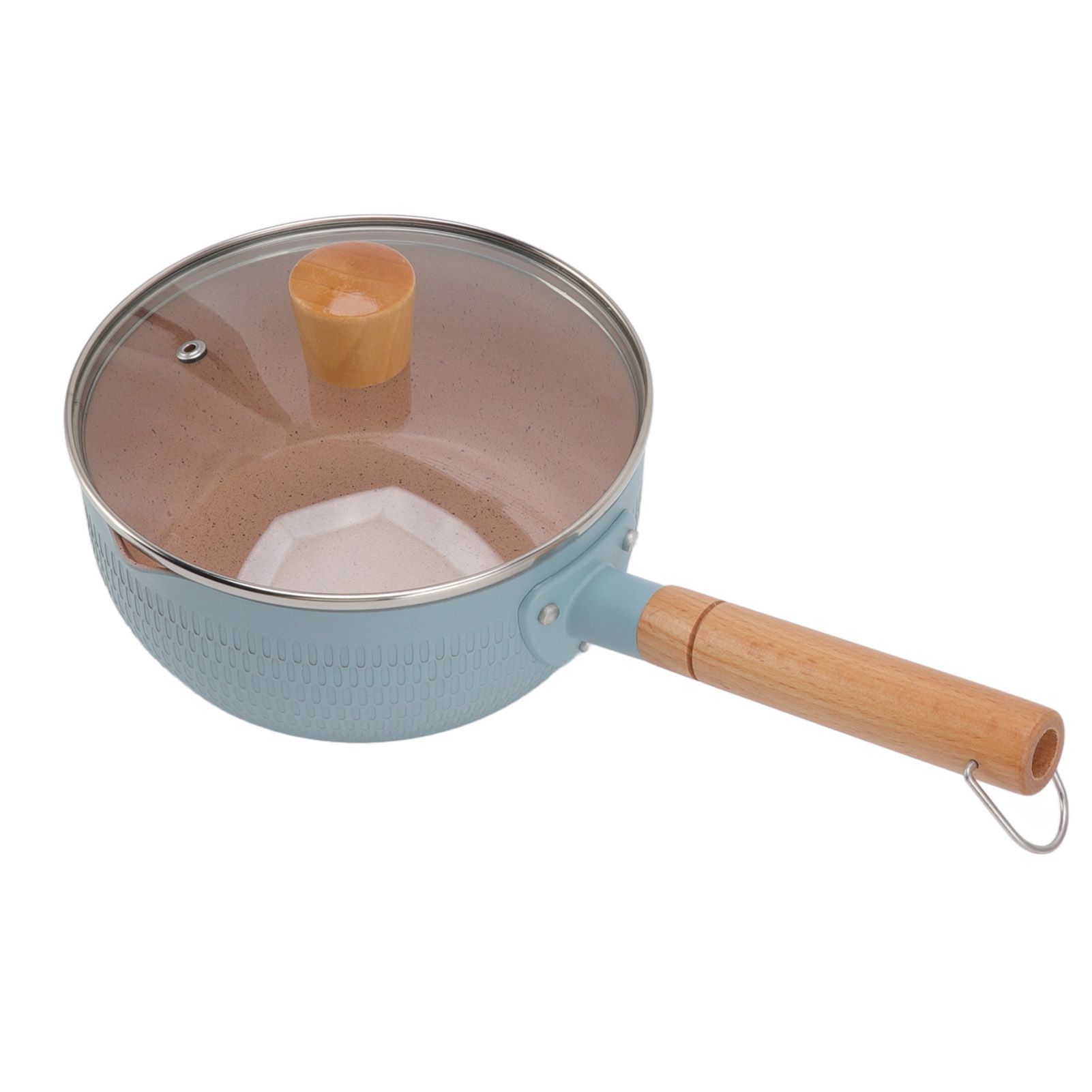 Sauce Pan Stick Proof Aluminum Alloy Multi Functional Milk Pot with Wooden Handle for Induction Gas Stove Blue — image 6